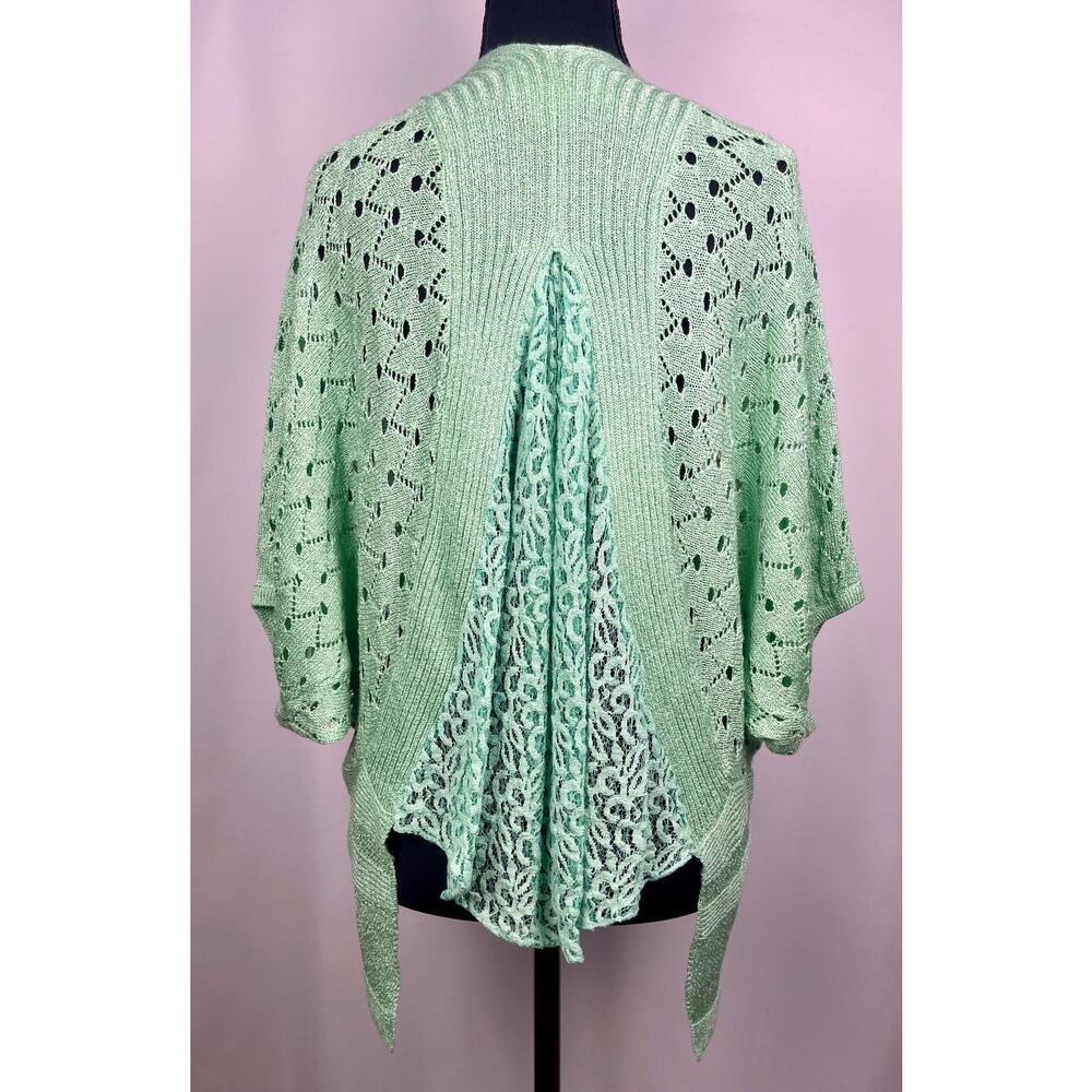 The Cue Cher Qu Mint Green Open Knit Cardigan Size M​ - Picture 4 of 8